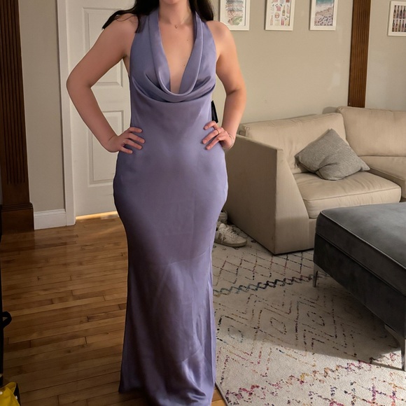 Norma Kamali Bias-Cut Satin Halter Gown - Picture 5 of 6